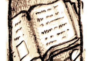 Sepia illustration of a book