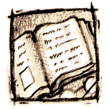 Sepia illustration of a book